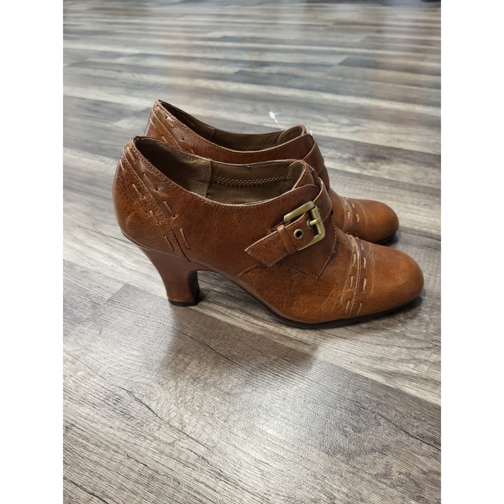 Aerosoles Brown Leather Buckle Low Cut Booties , 8.5M